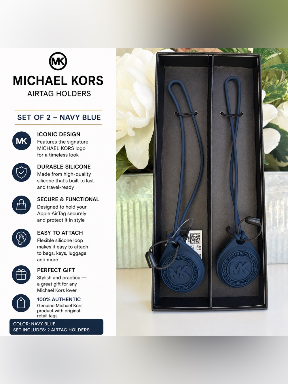 Michael Kors AirTag Holder Set in Navy Blue Set of 2 – NIB✨✨